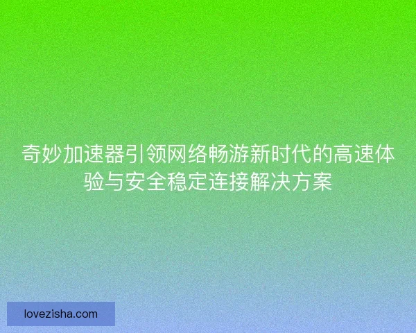 奇妙加速器引领网络畅游新时代的高速体验与安全稳定连接解决方案