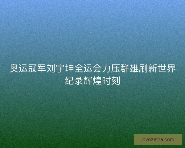 奥运冠军刘宇坤全运会力压群雄刷新世界纪录辉煌时刻